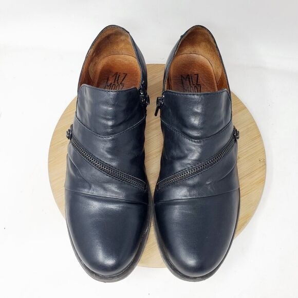 Miz Mooz Lyric Bootie Womens 38‎ Black Leather Zip Biker Moto Shootie Boho Shoes - Picture 4 of 12